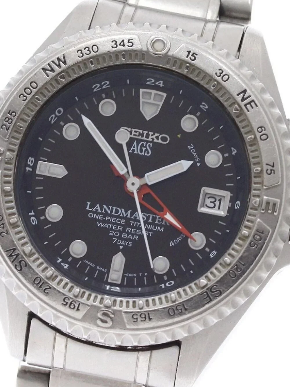 SEIKO Landmaster Kinetic SBCW001/5M45-6A10 black Dial Auto quartz Men's_972174